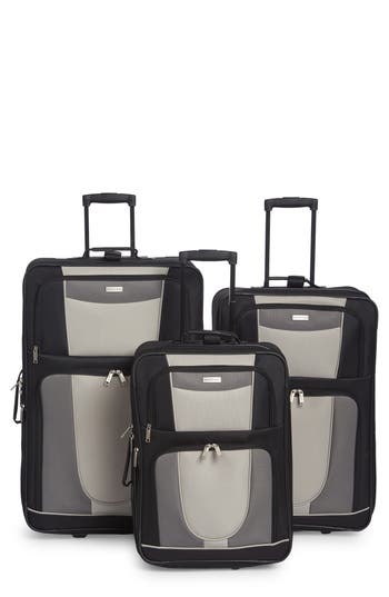 Geoffrey Beene Carnegie 3-piece Wheeled Luggage Set In Black W/grey