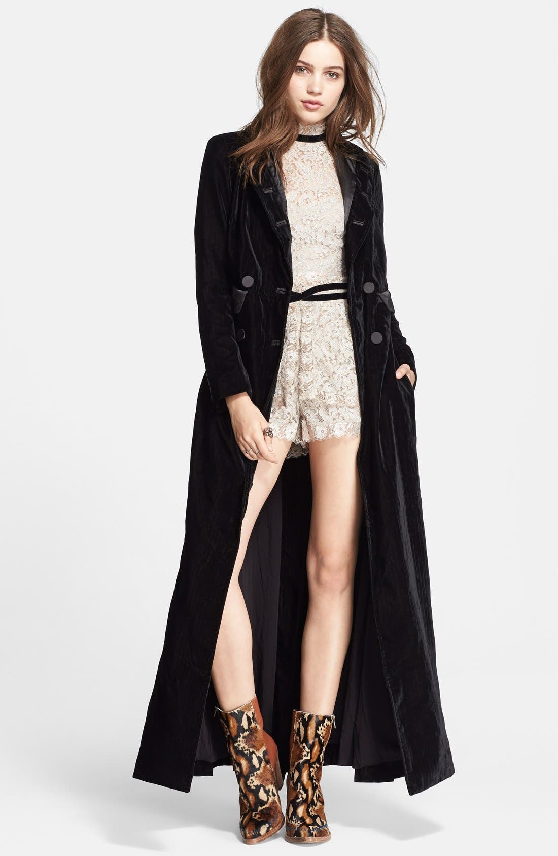 Free People Velvet Tuxedo Long Coat Nordstrom