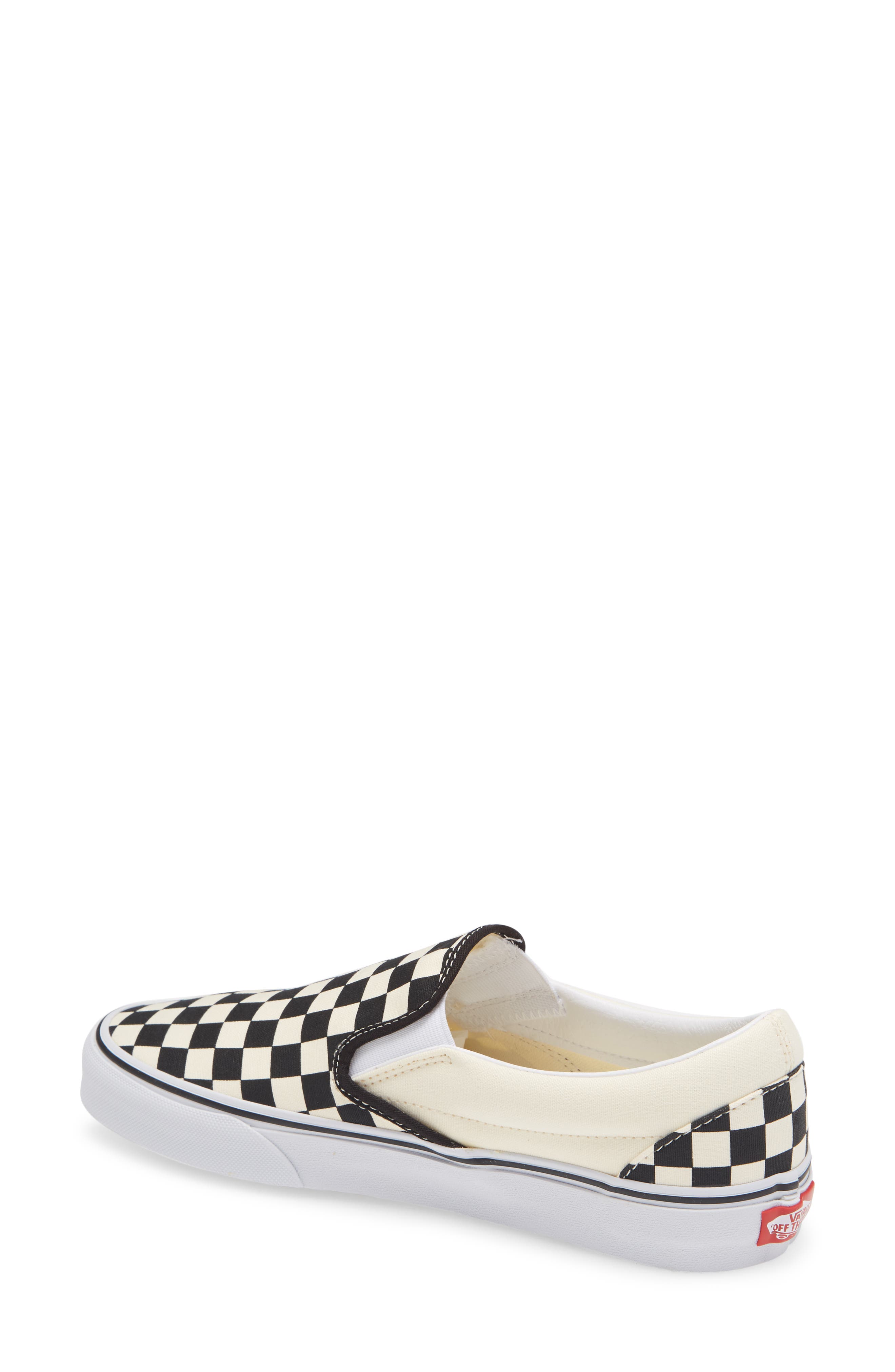 white checkered slip on vans