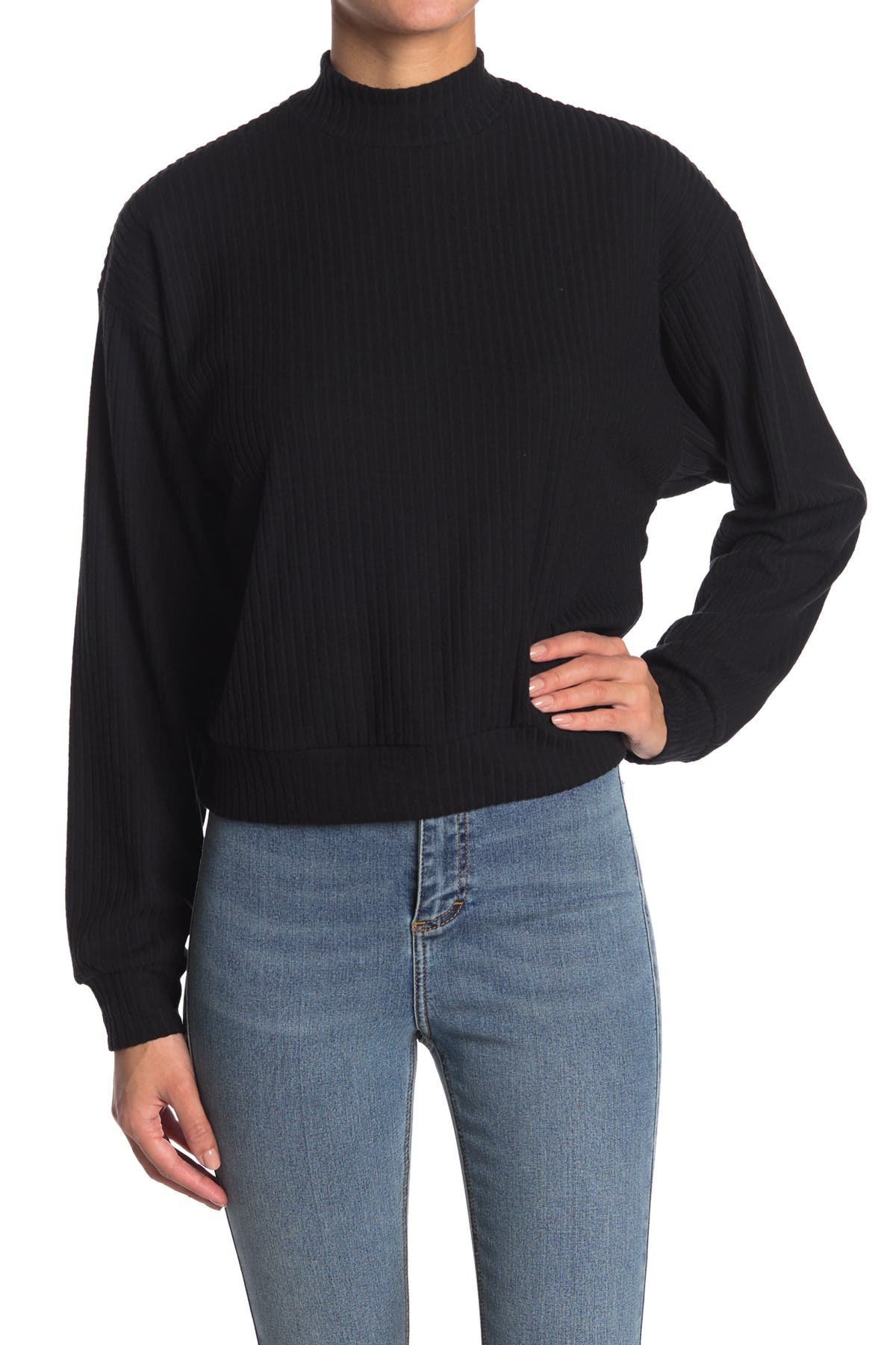 Download Abound | Brushed Ribbed Knit Mock Neck Sweater | Nordstrom ...