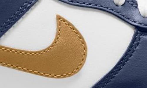 Nike Kids' Dunk Low Basketball Sneaker In White/ Wheat/ Midnight Navy