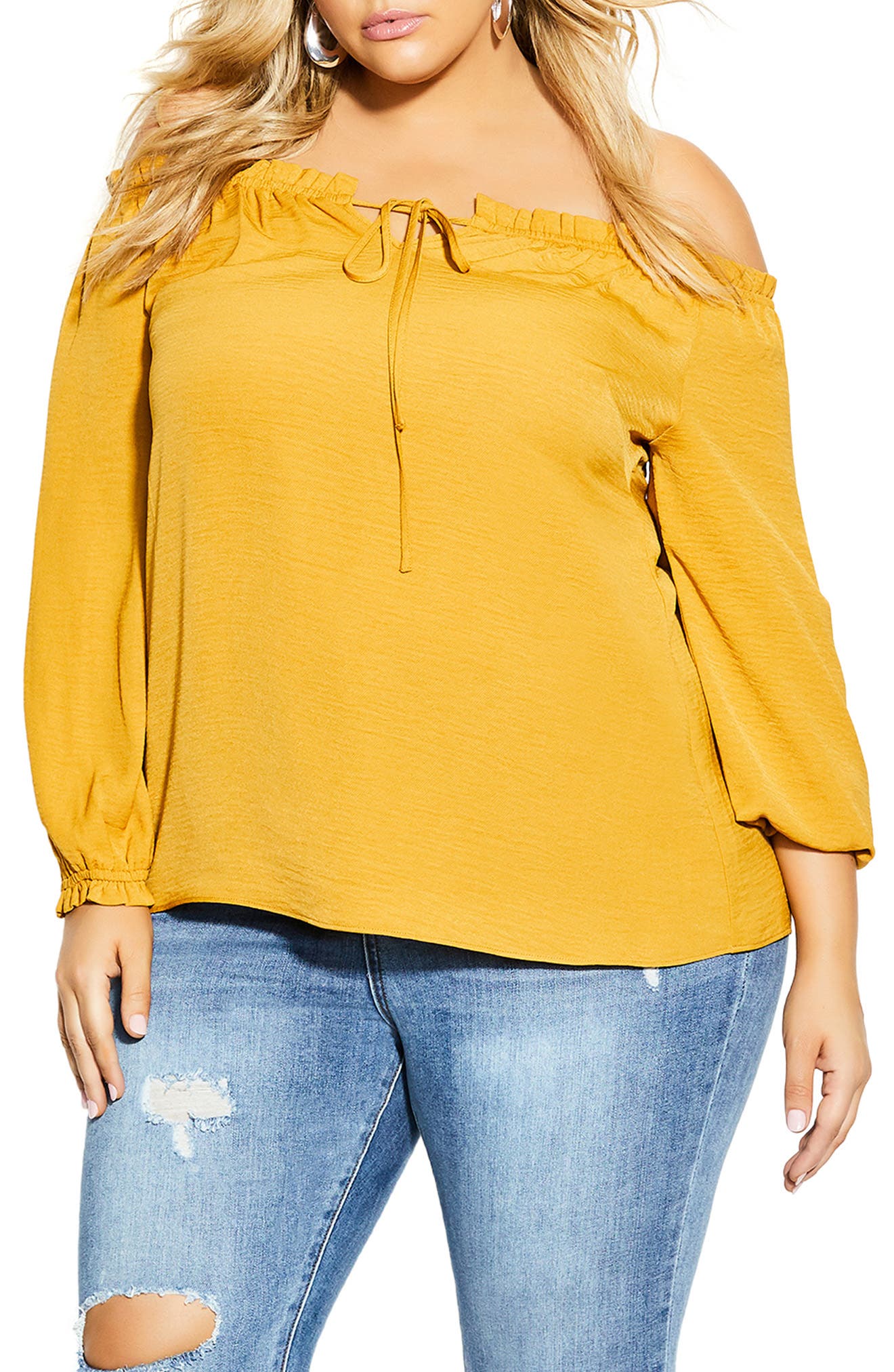 city chic off the shoulder top