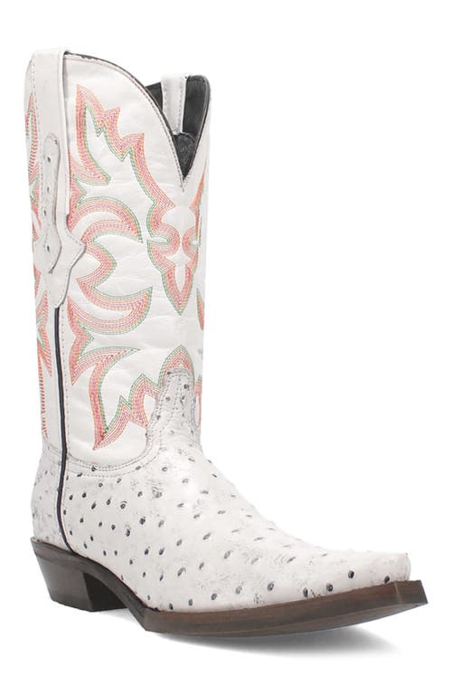 Dingo Outlaw Ostrich Embossed Cowboy Boot In White