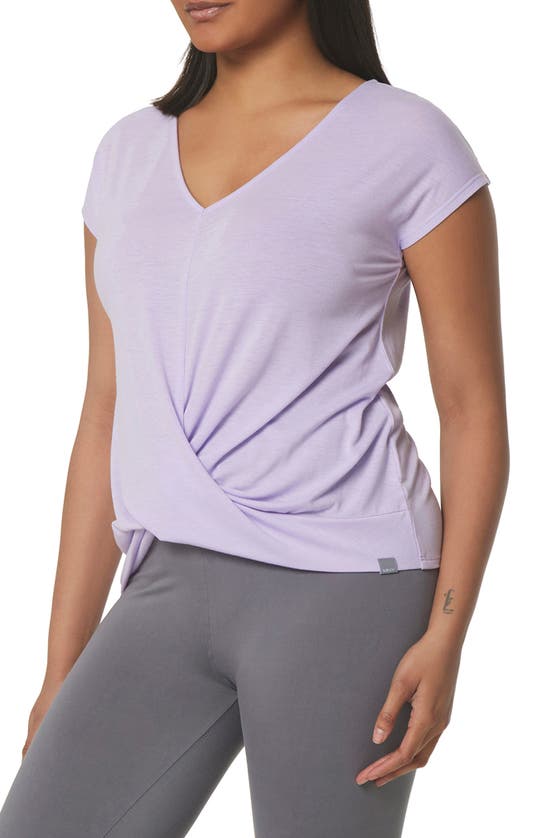 Shop Marc New York Overlapping Front Cap Sleeve Shirt In Wisteria