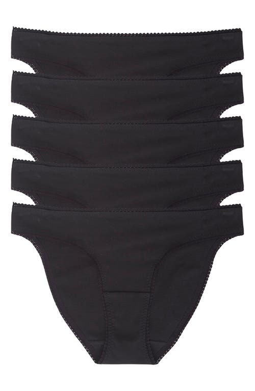 On Gossamer Cabana Cotton Bikinis, Set Of 5 In Black