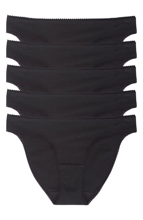 On Gossamer 5-Pack Cabana Stretch Cotton Bikinis in Black 