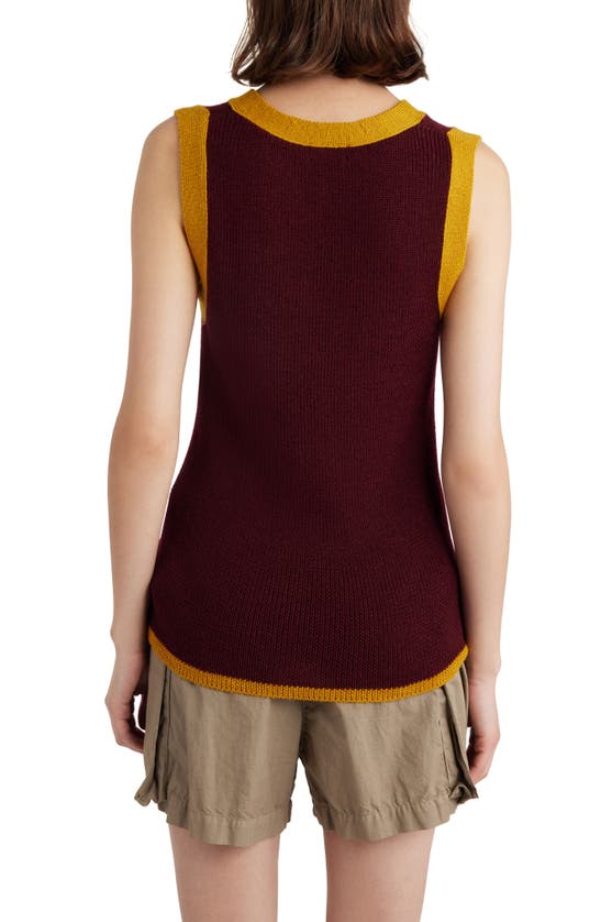 Shop Dries Van Noten Contrast Trim Wool Blend Sweater Vest In Wine 355