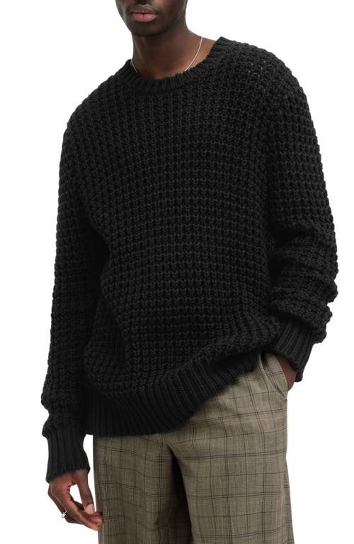 AllSaints Illund Texture Stitch Sweater in Black at Nordstrom, Size Xx-Large