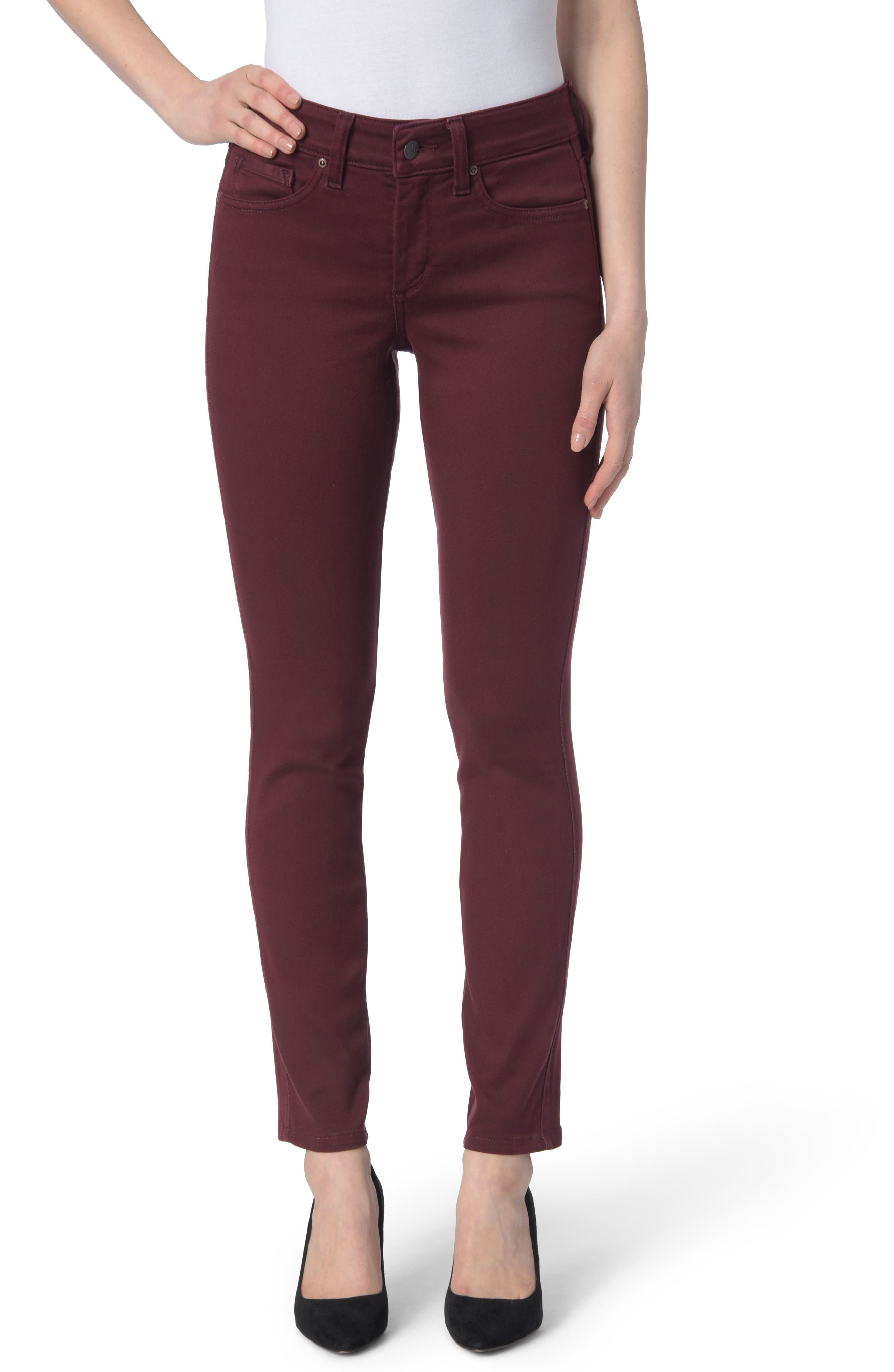 high waisted colored skinny jeans