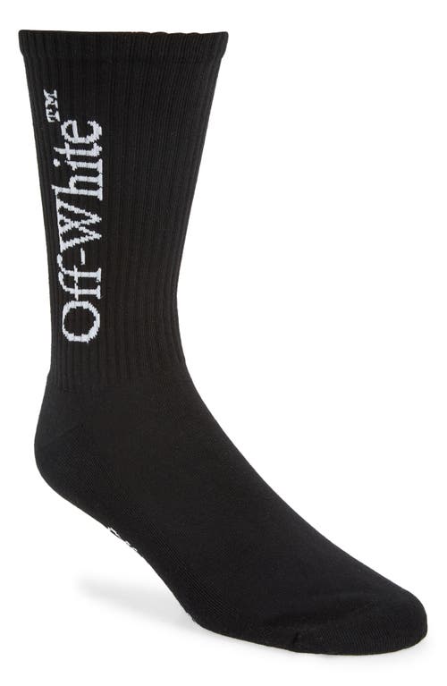 Off-White Bookish Big Logo Cotton Mid Calf Socks in Black /White at Nordstrom, Size Large