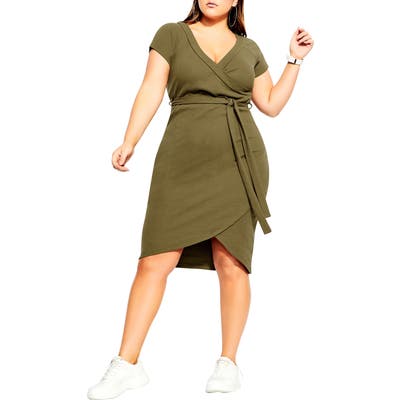 Plus Size City Chic Lounge Around Faux Wrap Dress