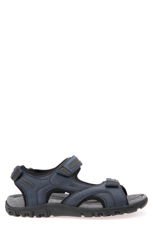 Shop Geox Strada Sport Sandal In Navy/dk Grey