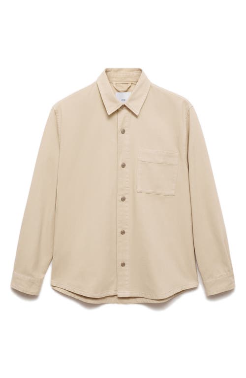 Mango Slim Fit Denim Overshirt In Beige