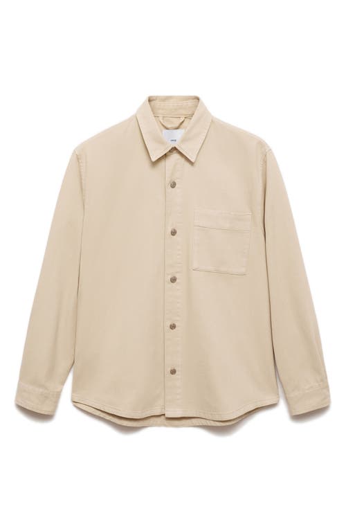 Shop Mango Slim Fit Denim Overshirt In Beige