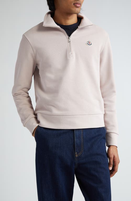 Moncler Logo Patch Quarter Zip Pullover Raspberry Icing at Nordstrom,