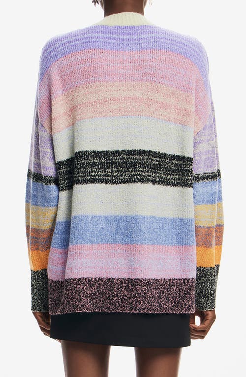 Desigual Striped Knit Sweater In Purple Multi Mix