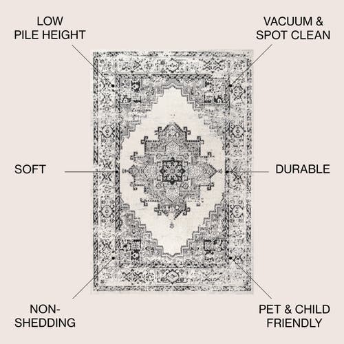 Jonathan Y Inigo Cottage Medallion Area Rug In Dark Gray/cream