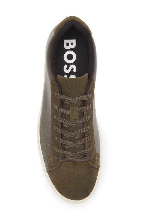 Shop Hugo Boss Boss Rhys Sneaker In Olive Green