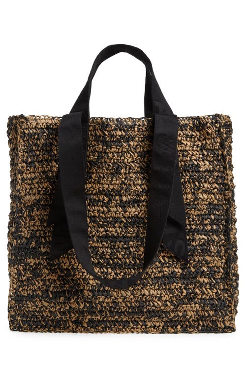 Shop Allsaints Lullah Straw Tote Bag In Black/almond