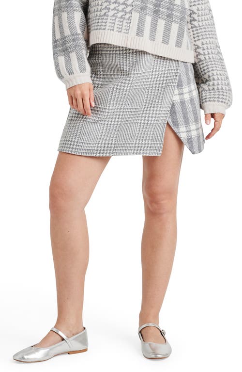 Splendid Elliott Mixed Plaid Wool Blend Miniskirt In Grey Glen Check