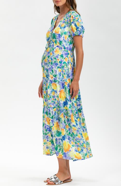 Pietro Brunelli V-neck Flare Maternity Maxi Dress In Medium Green