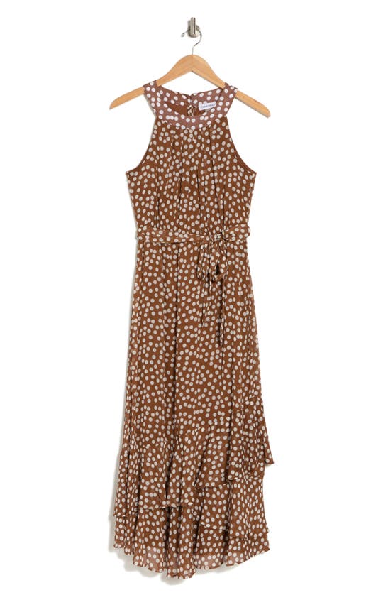 Calvin Klein Polka Dot Chiffon Maxi Dress In Petal/ Cream | ModeSens