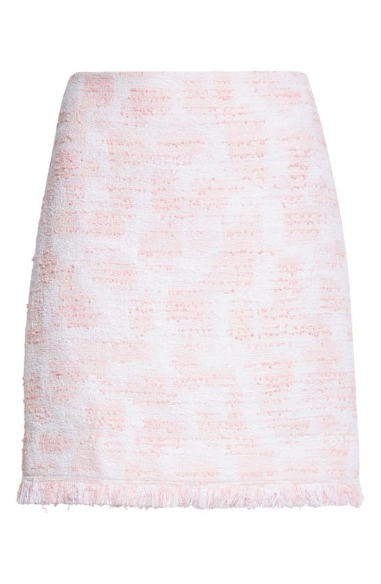 Shop Oscar De La Renta Textured Tweed A-line Skirt In White/ Pink