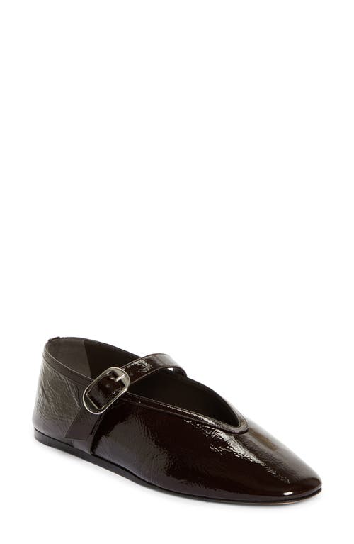 Shop Le Monde Beryl Stella Patent Leather Mary Jane Flat In Chocolate Patent