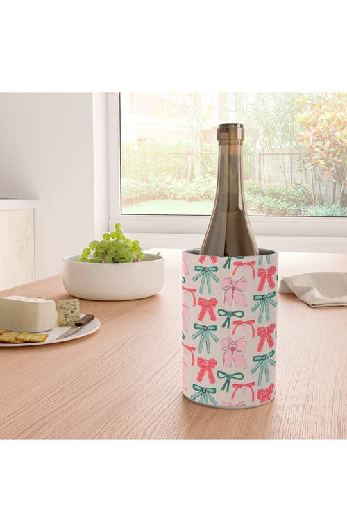 Deny Designs Fancy Ribbons & Bows Stainless Steel Wine Cooler In Green/pink