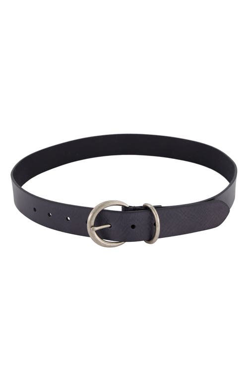 Leather Belt in Black And Antique Nickel