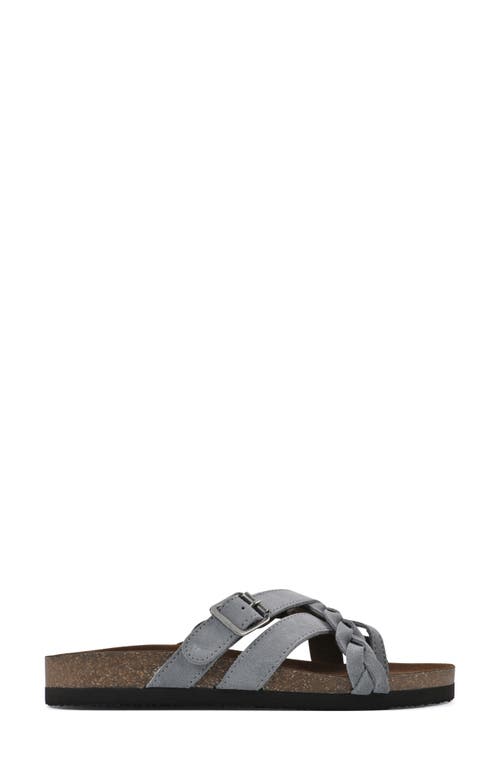 White Mountain Footwear Harrington Leather Footbed Sandal In Blue Raspberry/suede