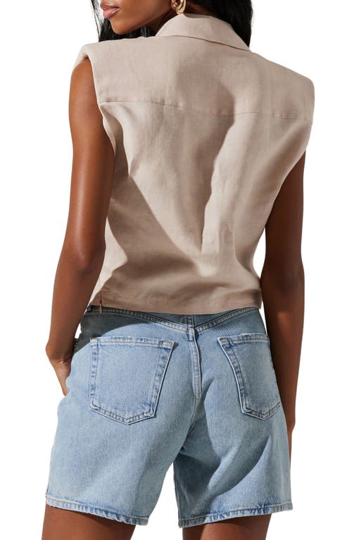 Shop Astr The Label Kathlynn Linen Blend Sleeveless Shirt In Natural