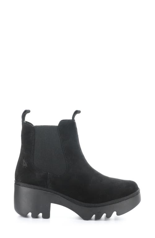 Fly London Trig Platform Chelsea Boot In Black Oil Suede