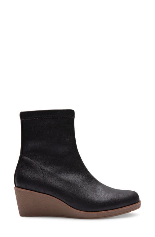 Aerosoles Binnie Wedge Bootie In Java Stretch Pebbled Faux