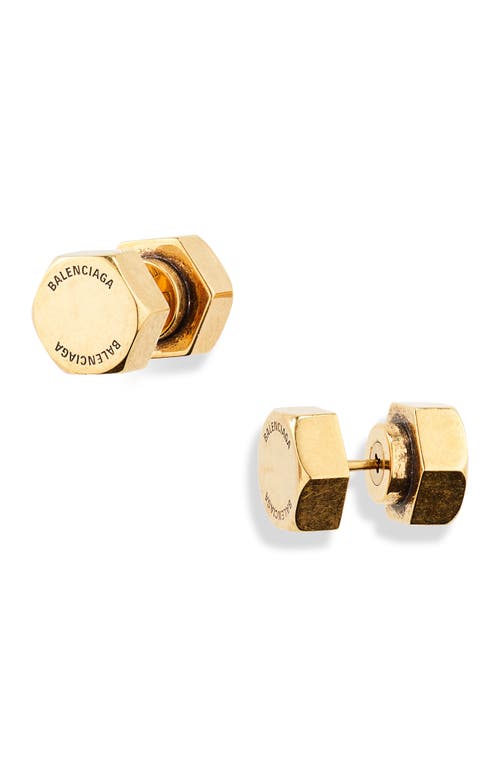 Balenciaga Double Screw Garage Stud Earrings in Antique Gold at Nordstrom