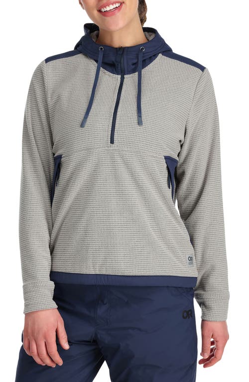 Outdoor Research Trail Mix Colorblock Quarter Zip Hoodie in Ash/Naval Blue