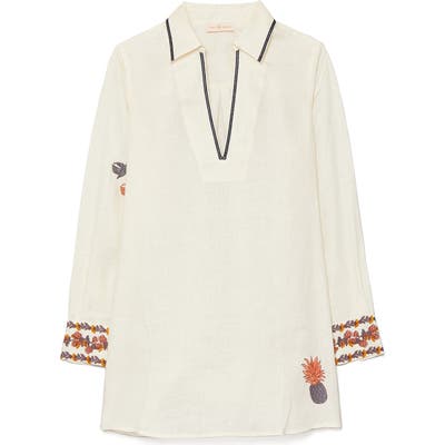 Tory Burch Embroidered Cover-Up Tunic, Ivory