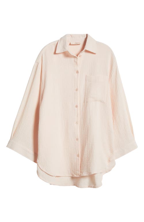 Papinelle Ashley Texture Cotton Oversize Pajama Top In Shell