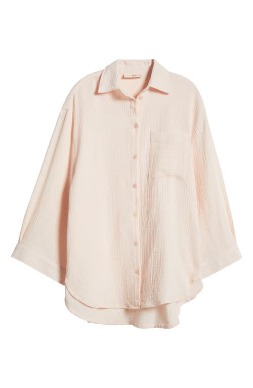 Shop Papinelle Ashley Texture Cotton Oversize Pajama Top In Shell