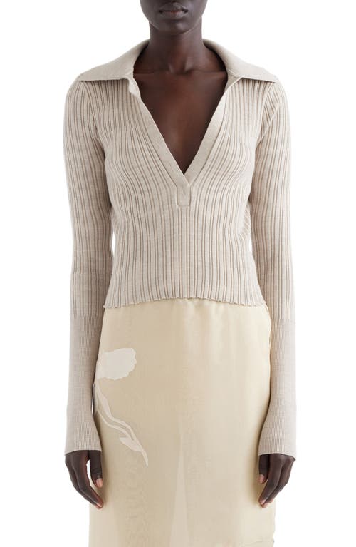 Givenchy Wool Blend Rib Polo Sweater Natural Beige at Nordstrom,