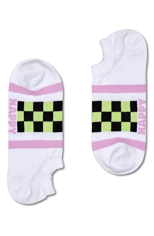 Happy Socks Checked Stripe No Show Socks In White Multi