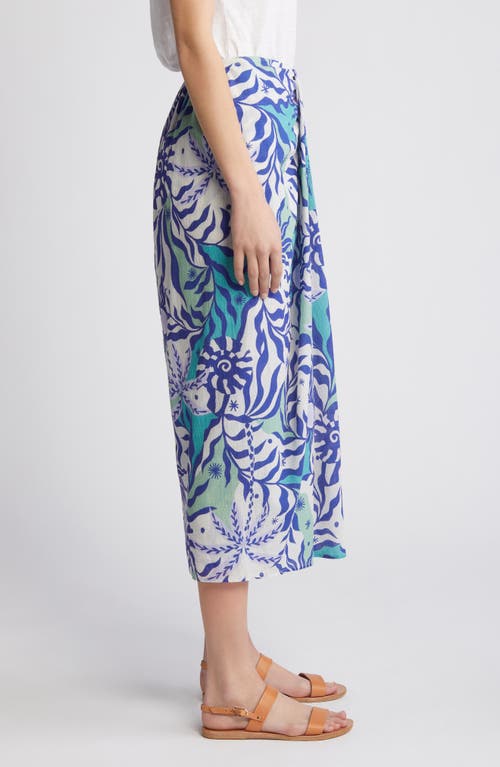 Shop Xirena Xírena Celia Printed Cotton Midi Skirt In Stellar Blue Helios