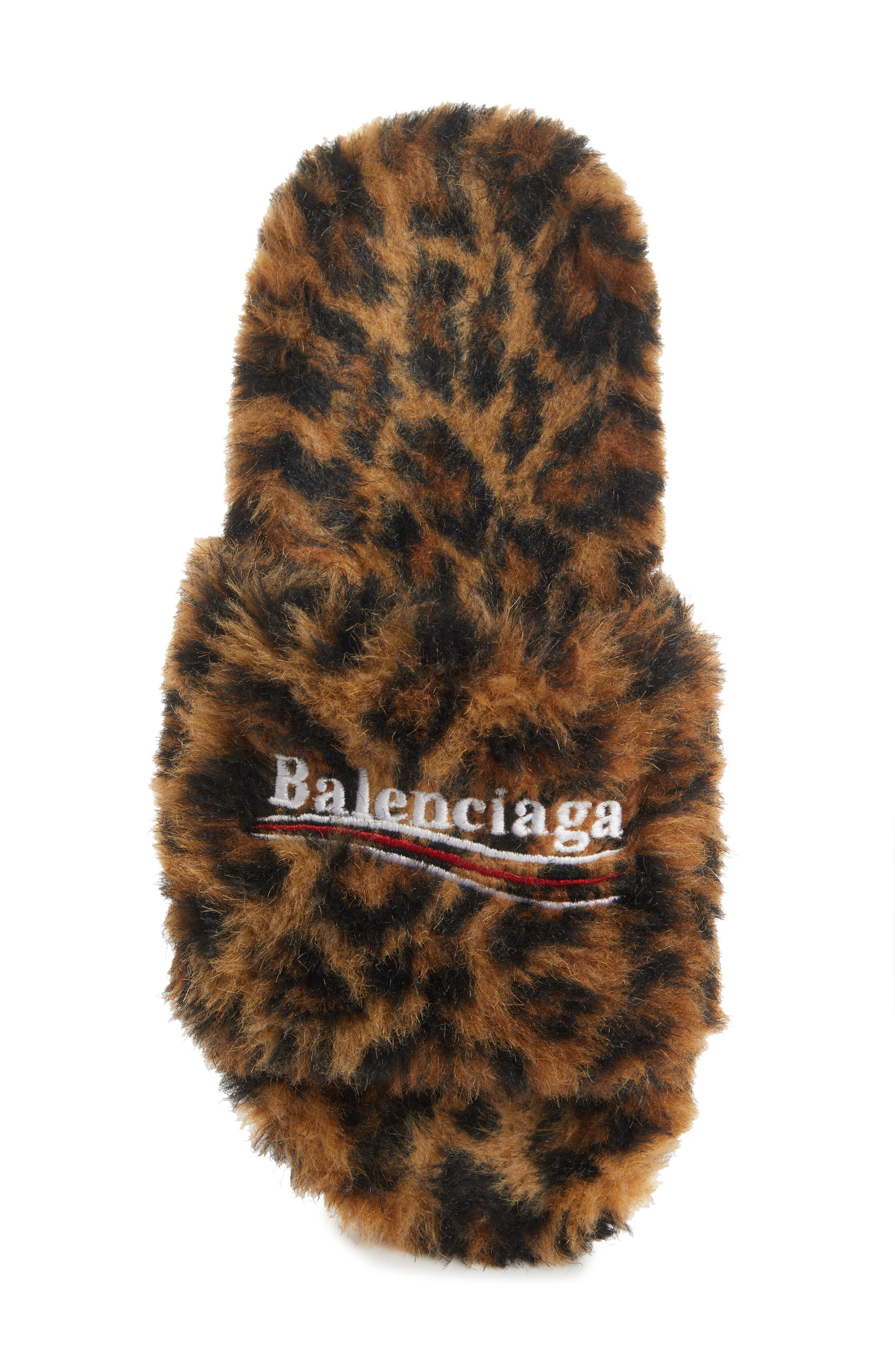 balenciaga fur slippers