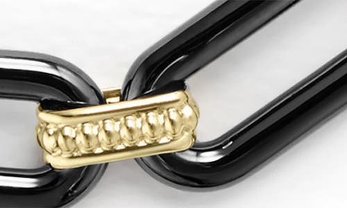 Lagos Signature Caviar Ceramic Link Bracelet In Black/gold
