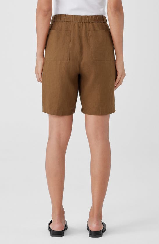 Shop Eileen Fisher Organic Linen Shorts In Bronze