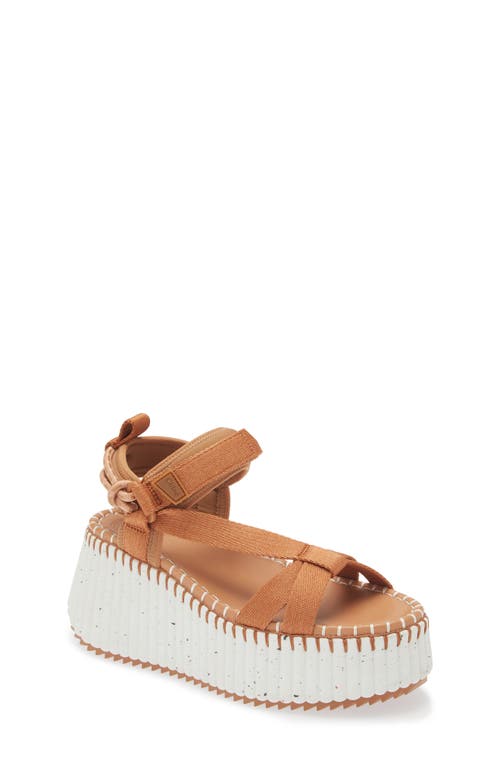 Shop Chloé Nama Platform Wedge Sandal In 276 Smooth Tan