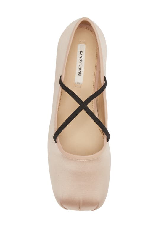 Shop Sandy Liang Crisscross Strap Ballet Flat In Ballet Satin