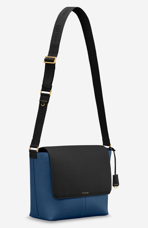 Shop Maison De Sabre Maison De Sabré Leather Flaire Messenger Bag In Pacific Caviar