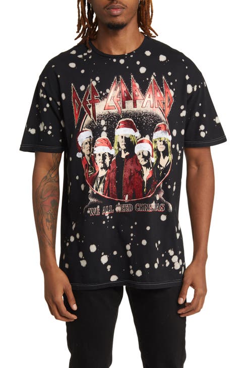 Bleach Splatter Def Leppard Holiday Graphic T-Shirt