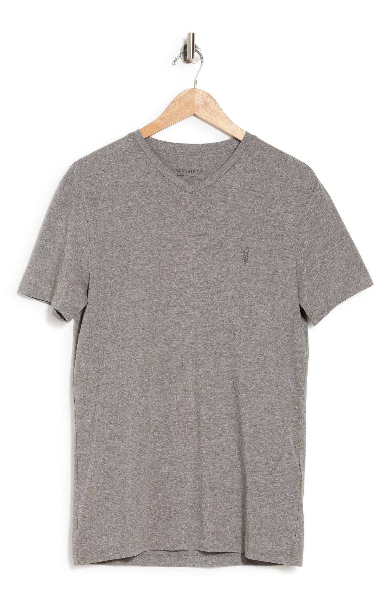 Allsaints Tonic V-neck T-shirt In Soot Grey Marl
